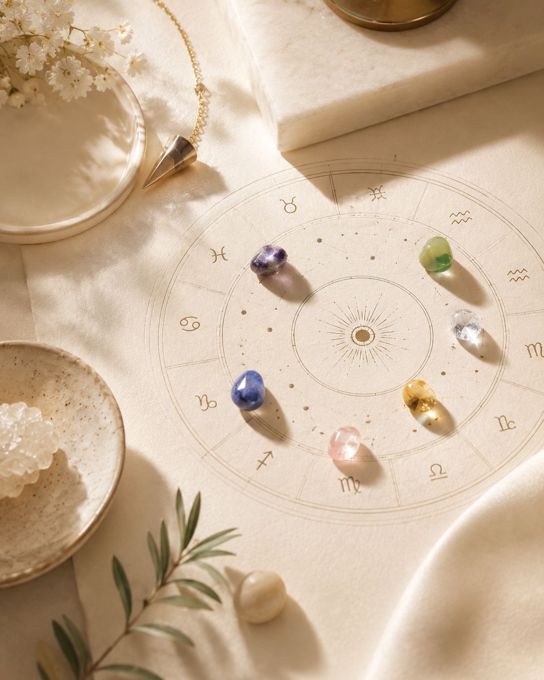 Gemstones selected for custom aura energy matching